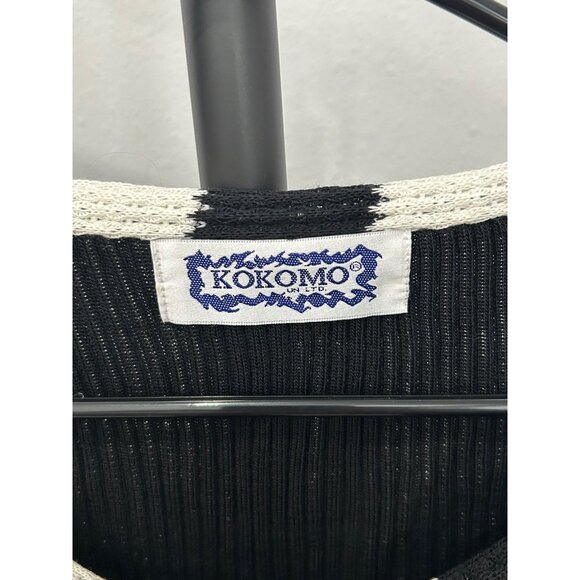 Kokomo Plus Size Black White Striped Knit Sweater Top Button Detail Sz 1X - Picture 5 of 9